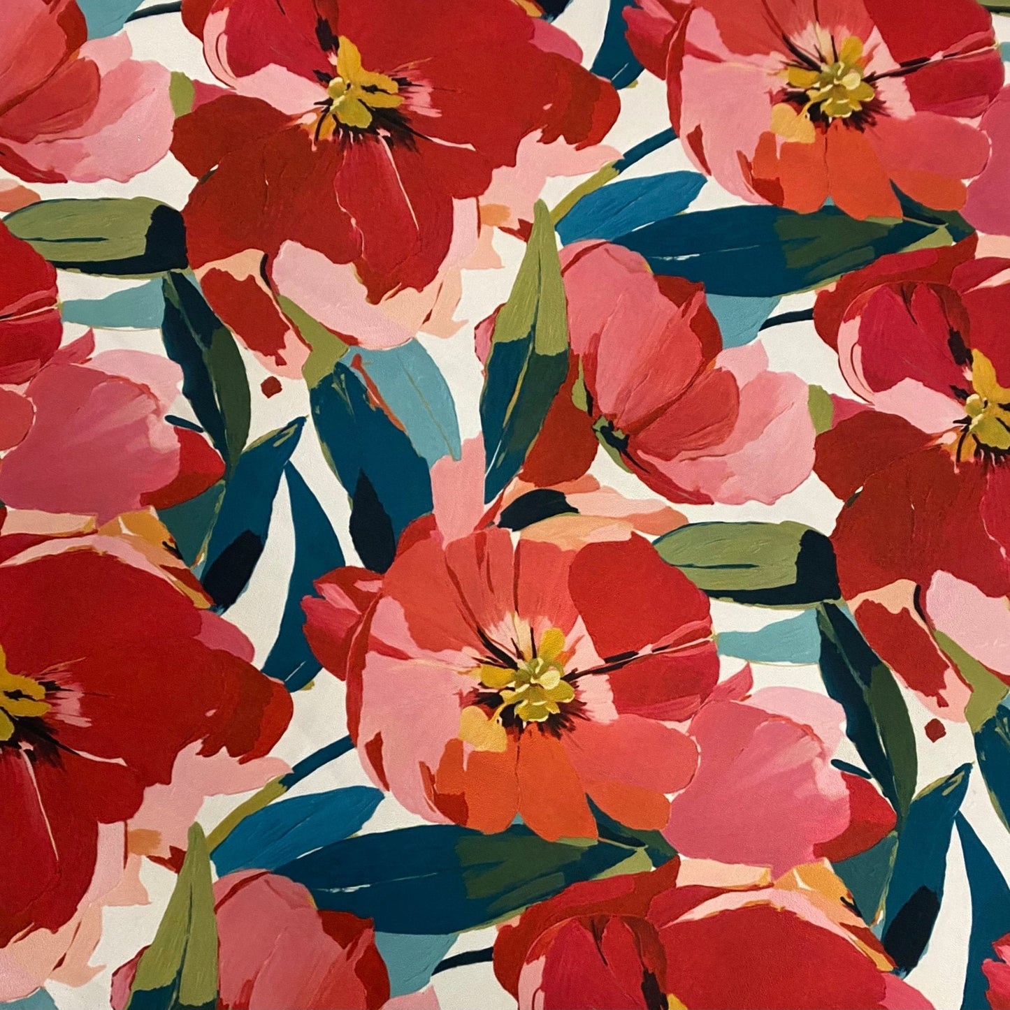 Red Floral Fabric By Metre