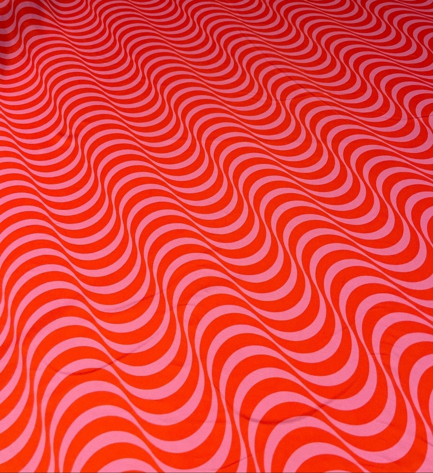 Red Pink Striped Wave Pattern Fabric by Metre