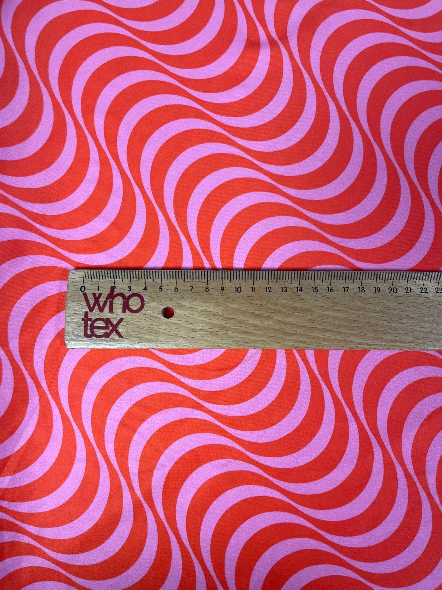 Red Pink Striped Wave Pattern Fabric by Metre