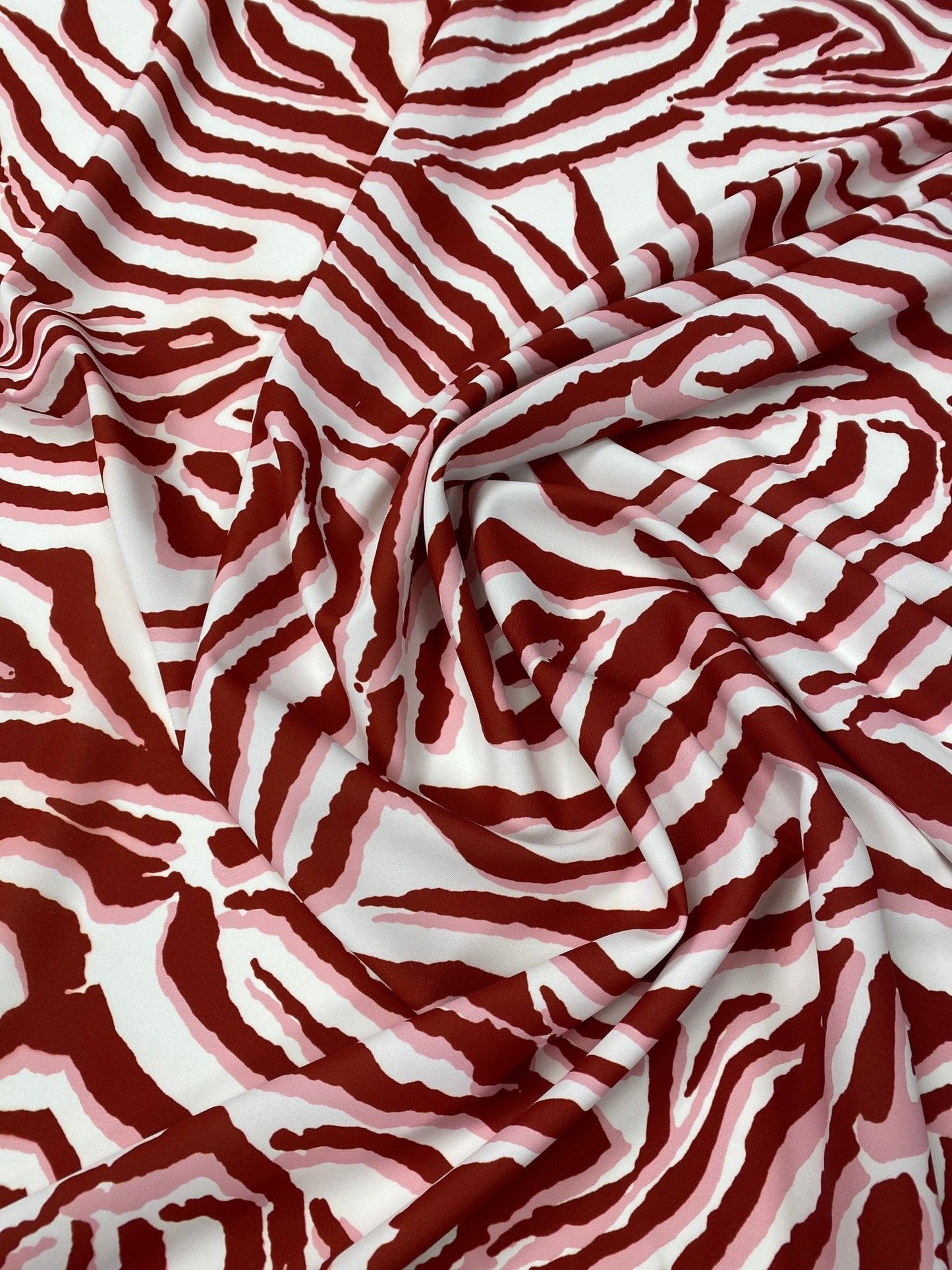 Red Tiger Pattern Fabric with Bold Red and White Stripes Fabric by Metre
