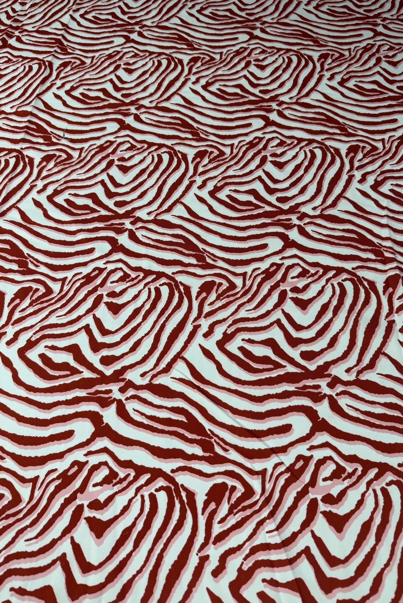 Red Tiger Pattern Fabric with Bold Red and White Stripes Fabric by Metre