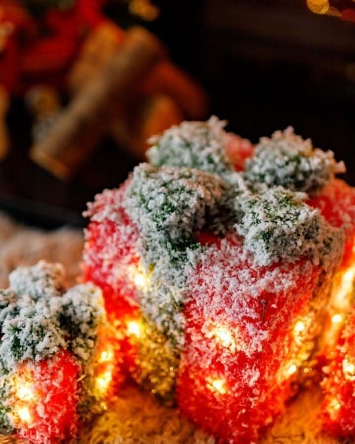 3pc Red and Green Frosted LED Christmas Gift Box Decorations