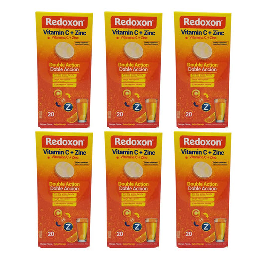 Redoxon Orange Vitamin C with Zinc | Effervescent Tablets, 20 Count (6 Pack)
