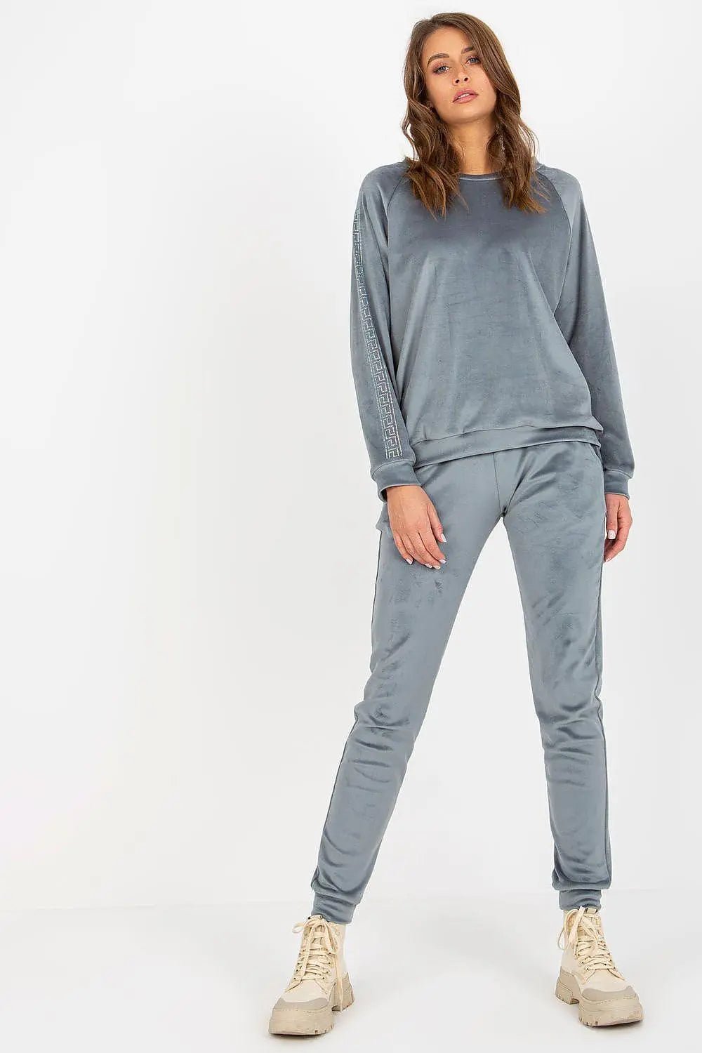 Relevance Velour blouse and long pants set