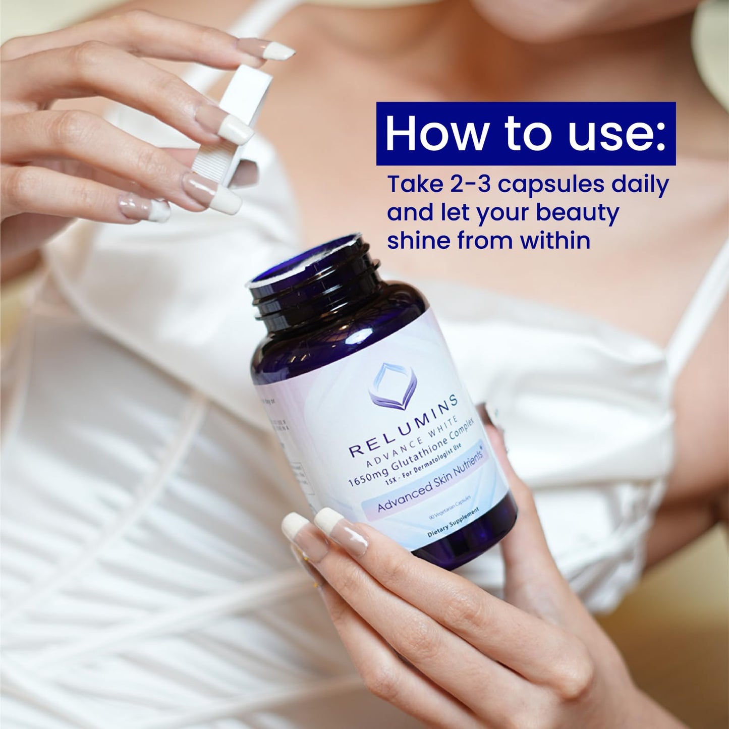Relumins L-Glutathione Complex 1650mg – Antioxidant & Skin Health, Made in USA