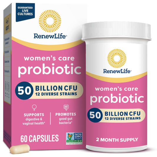 Renew Life Women's Probiotic Capsules - 50 Billion CFU, 60 Count | Vaginal, Urinary, Digestive & Immune Support