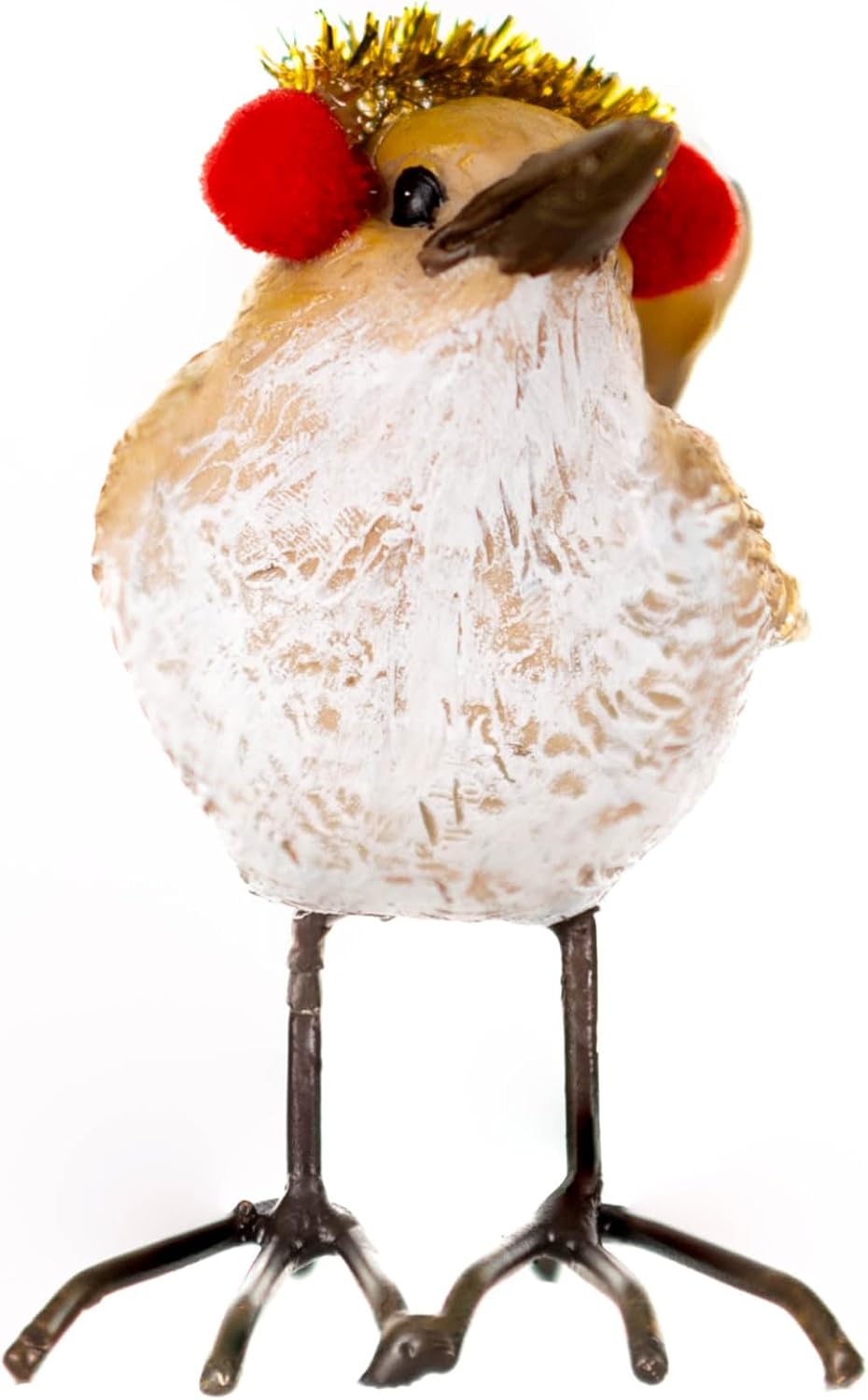 Christmas Robin Decoration Resin Red Breast Bird Ornament 9cm