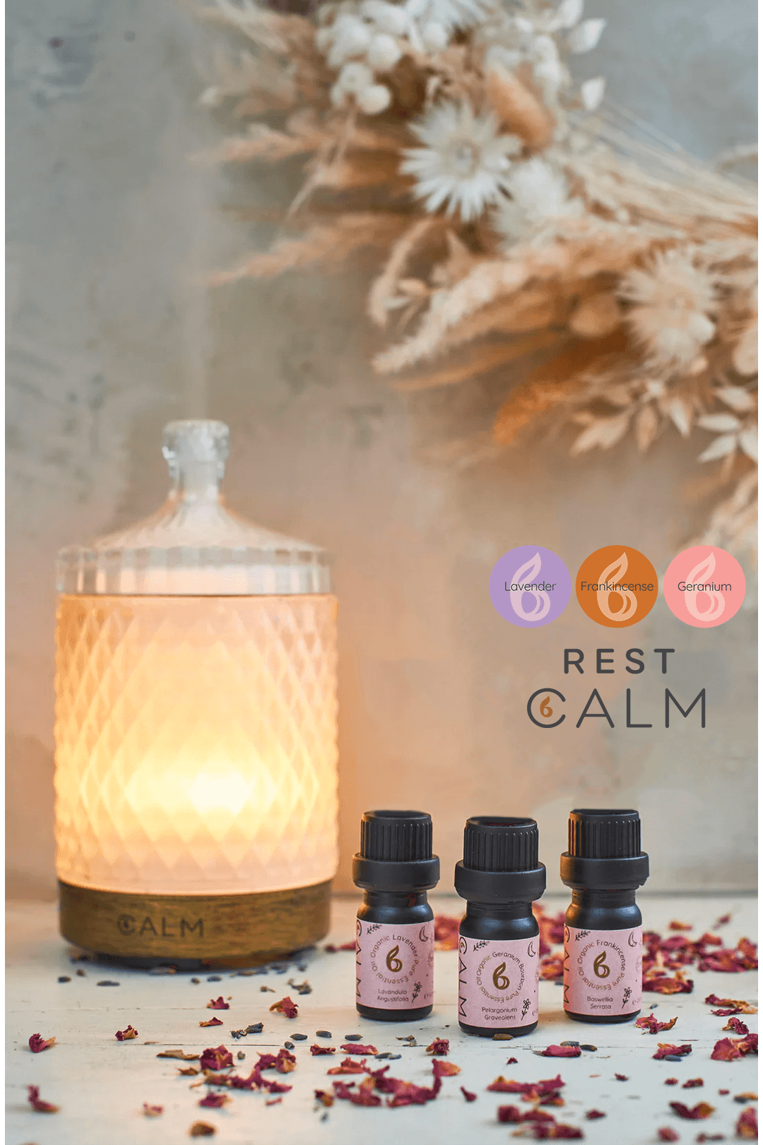 Aroma Diffuser with our Rest Calm Oil Set - Sleep & Hormone Balance