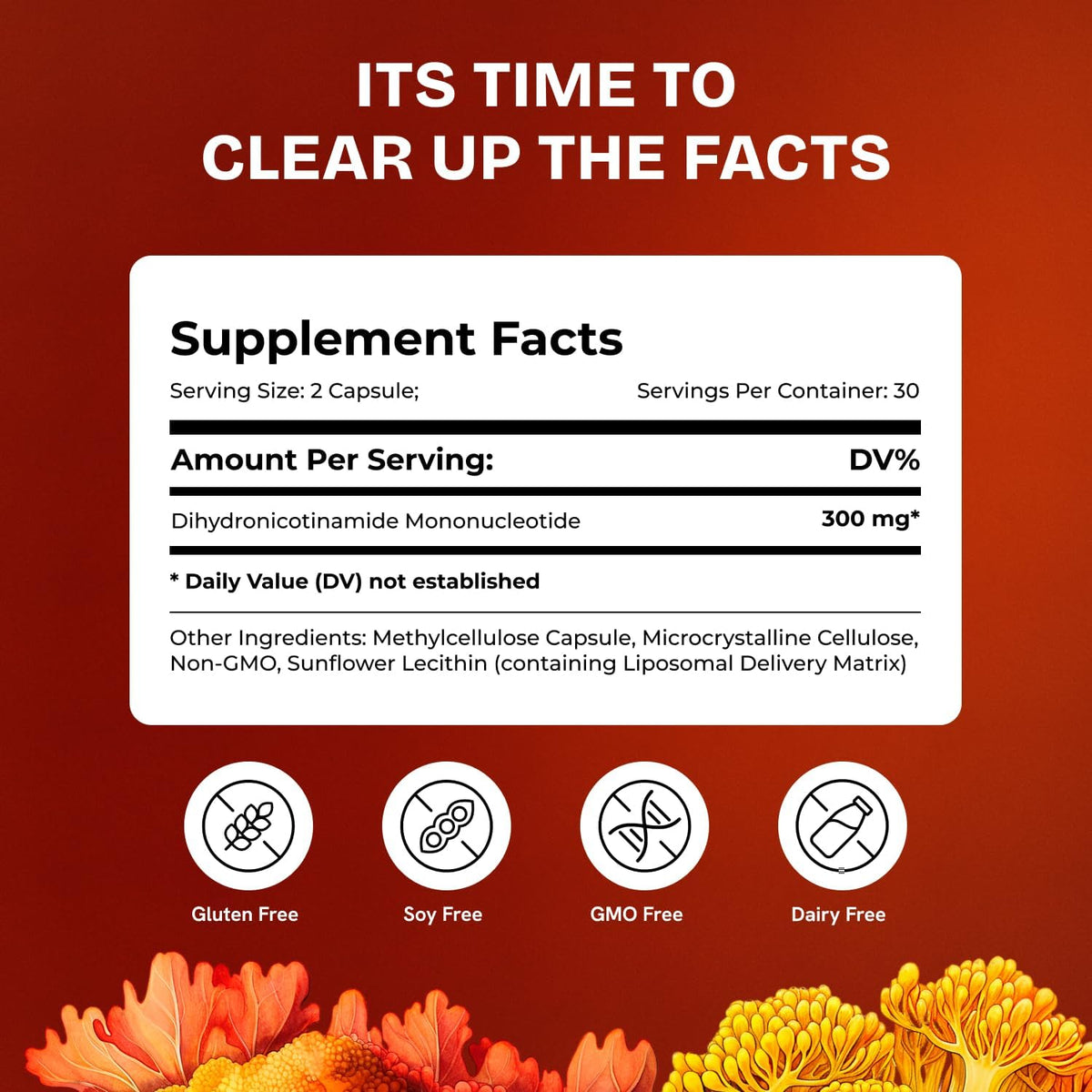 Resurrected Health Liposomal NMNH – NAD+ Support, 300 mg per Capsule, 60 Capsules (2 Packs)