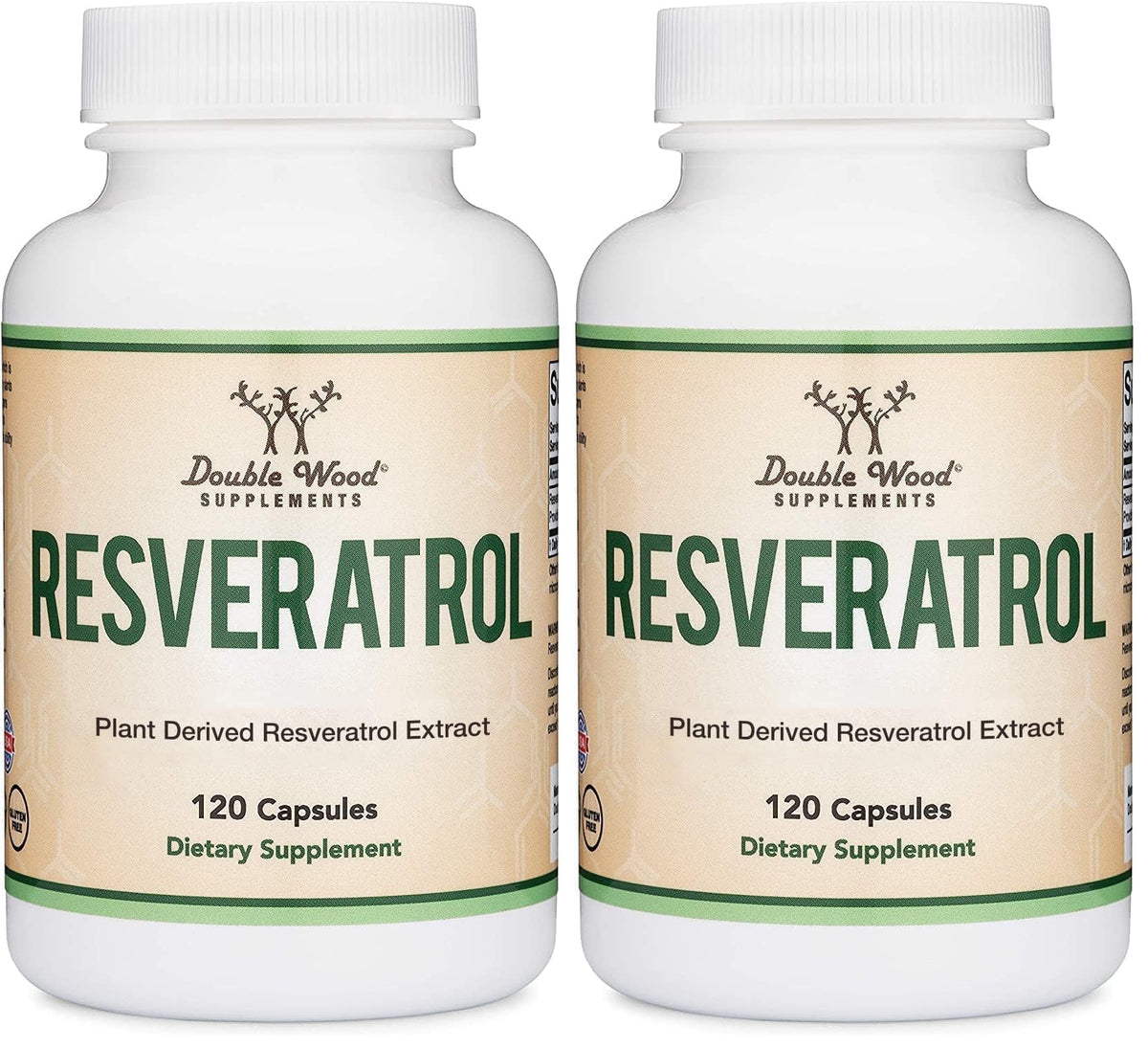 Resveratrol 500mg per Serving – 120 Capsules (Pack of 2) | Double Wood