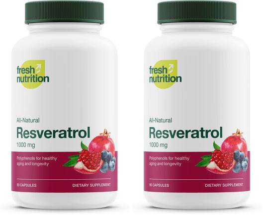 Resveratrol Supplement 750mg – Trans-Resveratrol, Extra Strength (90 Capsules, Pack of 2) – Vegan, Non-GMO, Gluten-Free