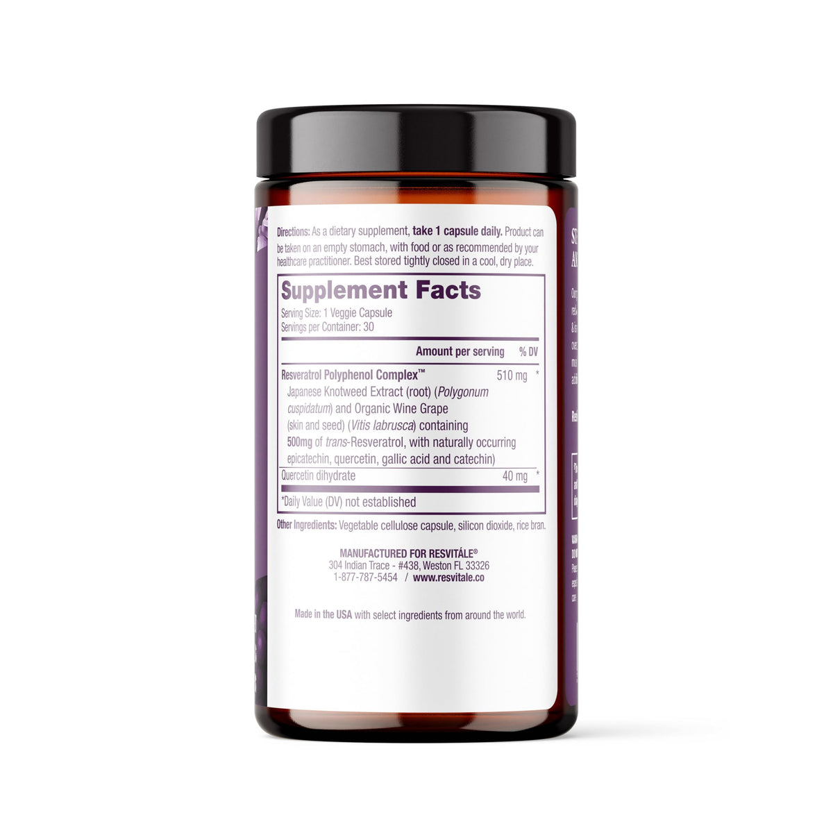 ResVitale Resveratrol 500 mg – Antioxidant Longevity & Immune Support | 30 Veggie Capsules