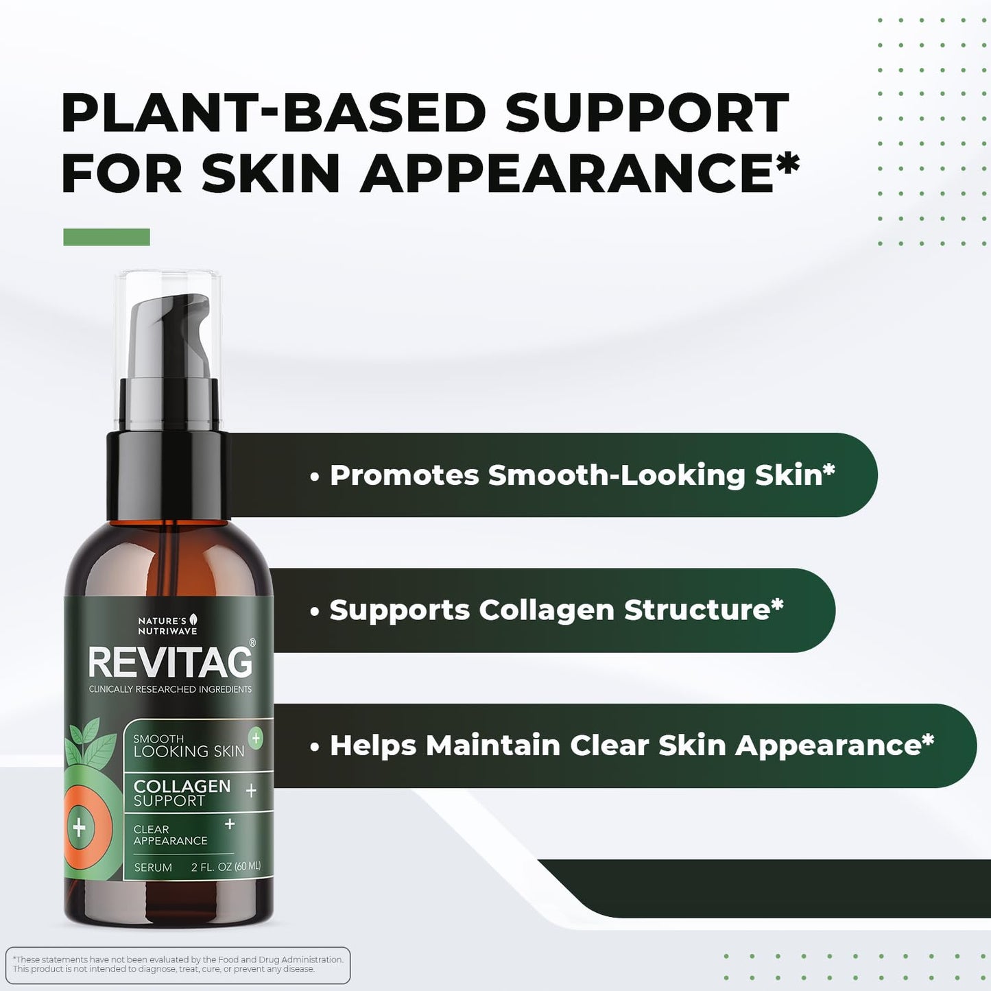 ReviTag Skin Serum – Natural Smooth Skin & Collagen Support | 2 Fl Oz, USA Made