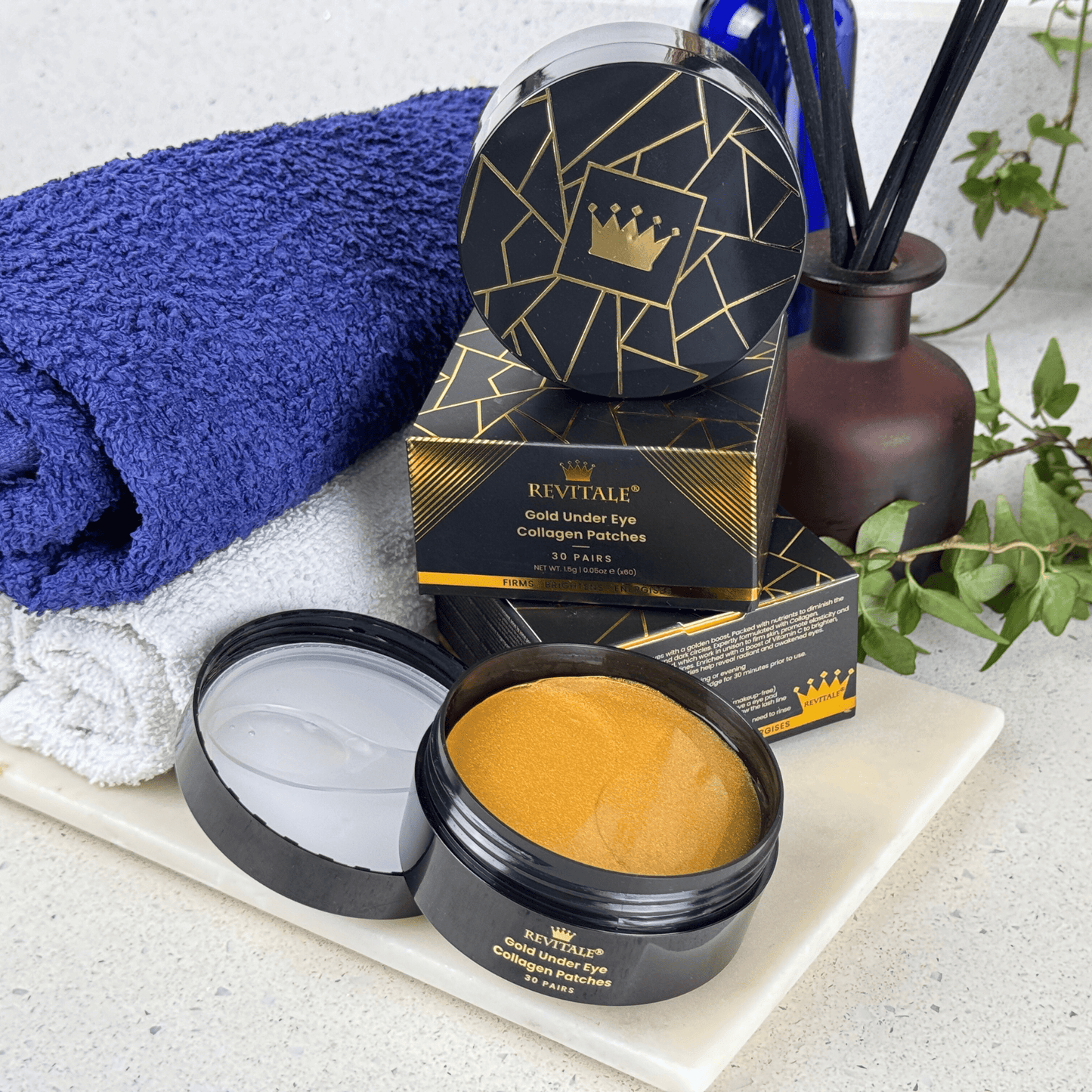 Revitale 24k Gold Under Eye Collagen Patches (30 Pairs - Jar)