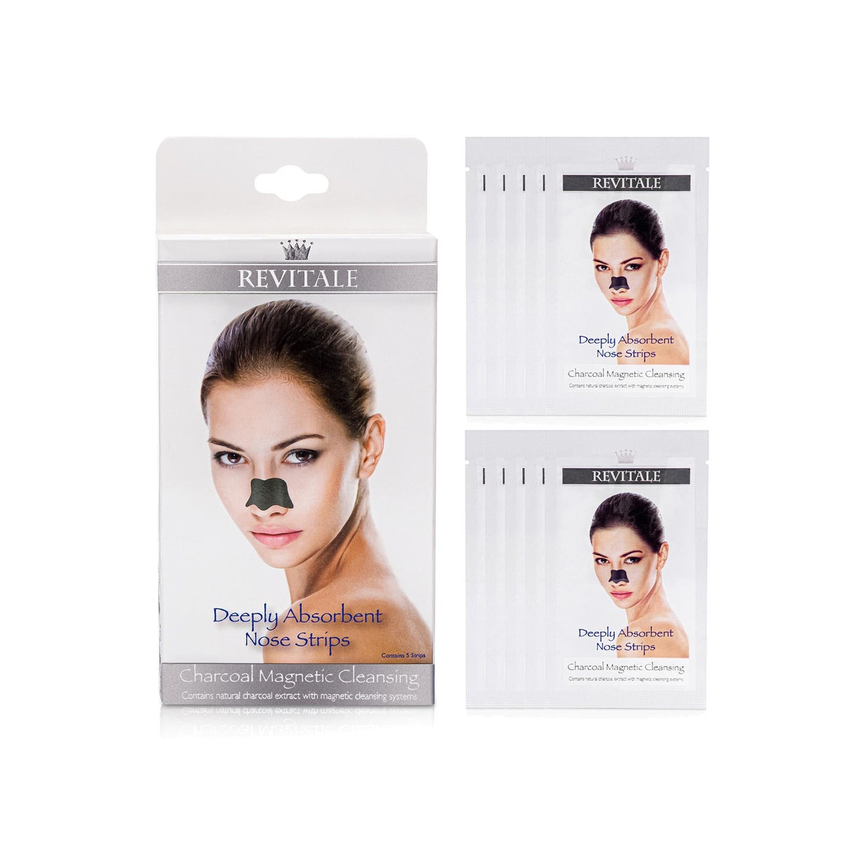 Revitale Charcoal Deep Magnetic Cleansing Nose Pore Strips - Removes Blackheads