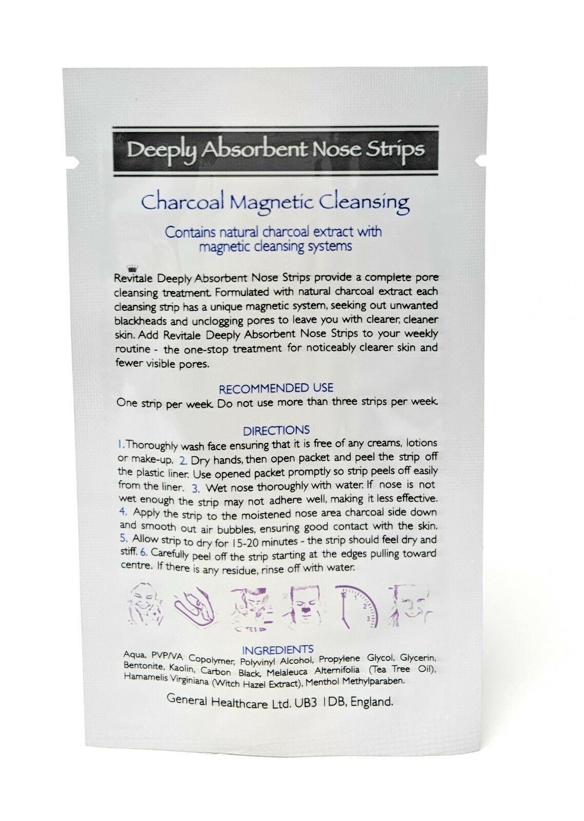 Revitale Charcoal Deep Magnetic Cleansing Nose Pore Strips - Removes Blackheads