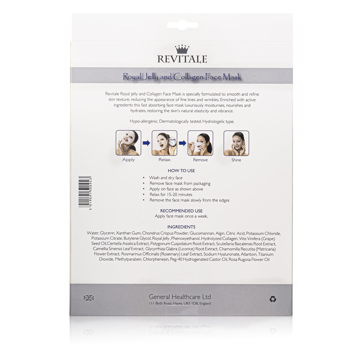 Revitale Face Masks - Royal Jelly and Collagen - Nourishes, Firms & Hydrates