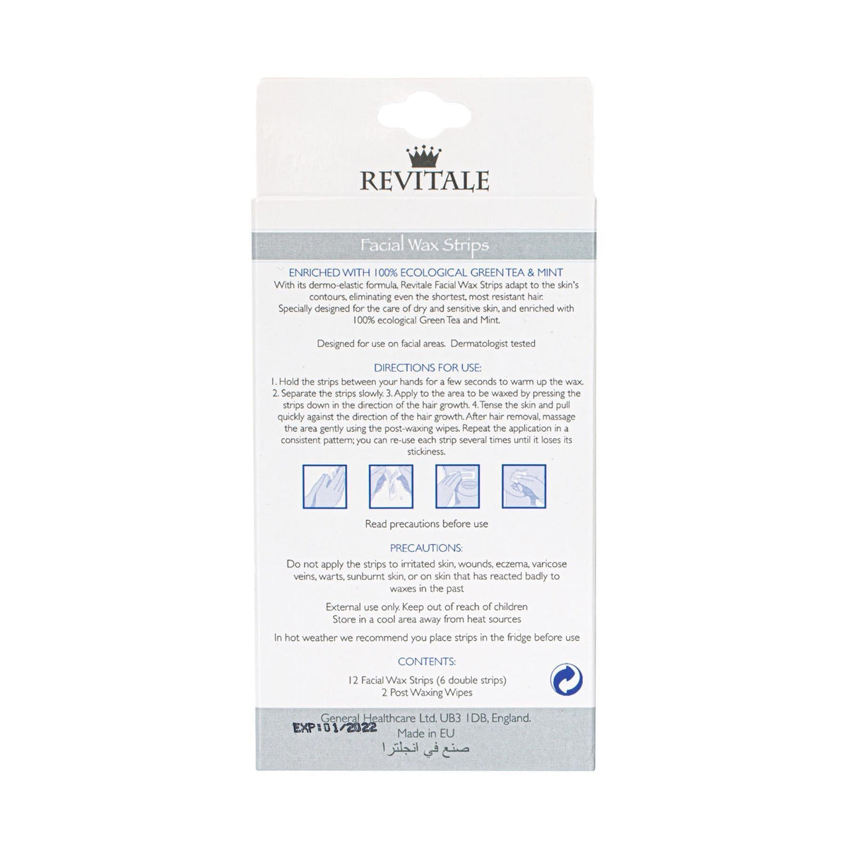 Revitale Face Wax Small Strips Kit - Enriched Green Tea & Mint