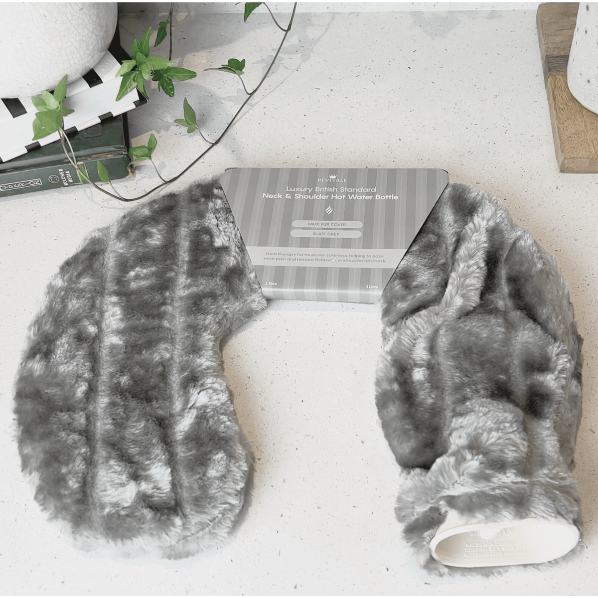 Revitale Fur Neck and Shoulder Hot Water Bottle (Slate Grey)