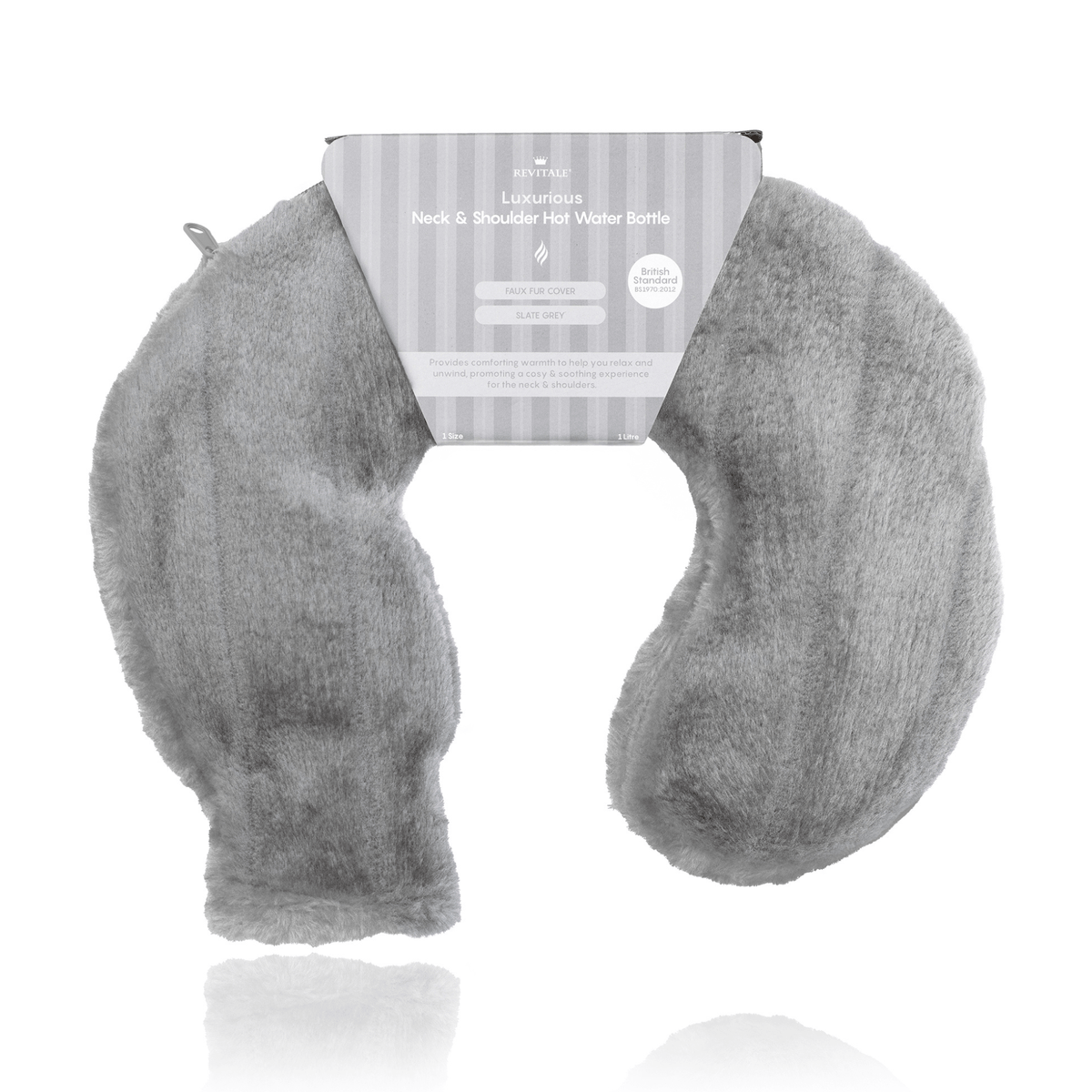 Revitale Fur Neck and Shoulder Hot Water Bottle (Slate Grey)