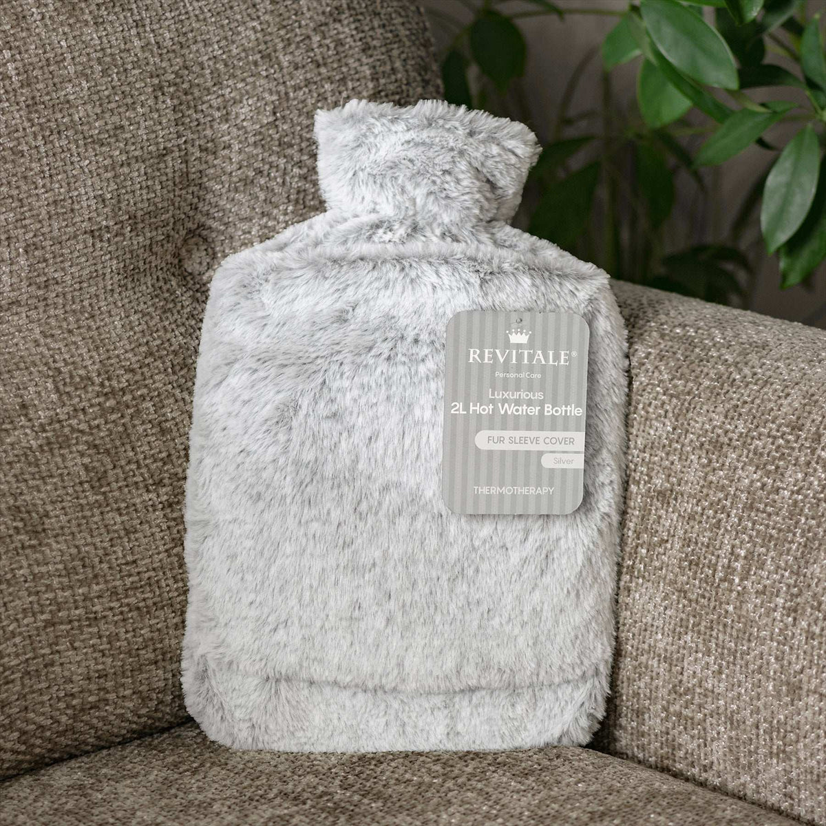 Revitale Luxury Hot Water Bottle with Silver Sleeve Cover (2L)