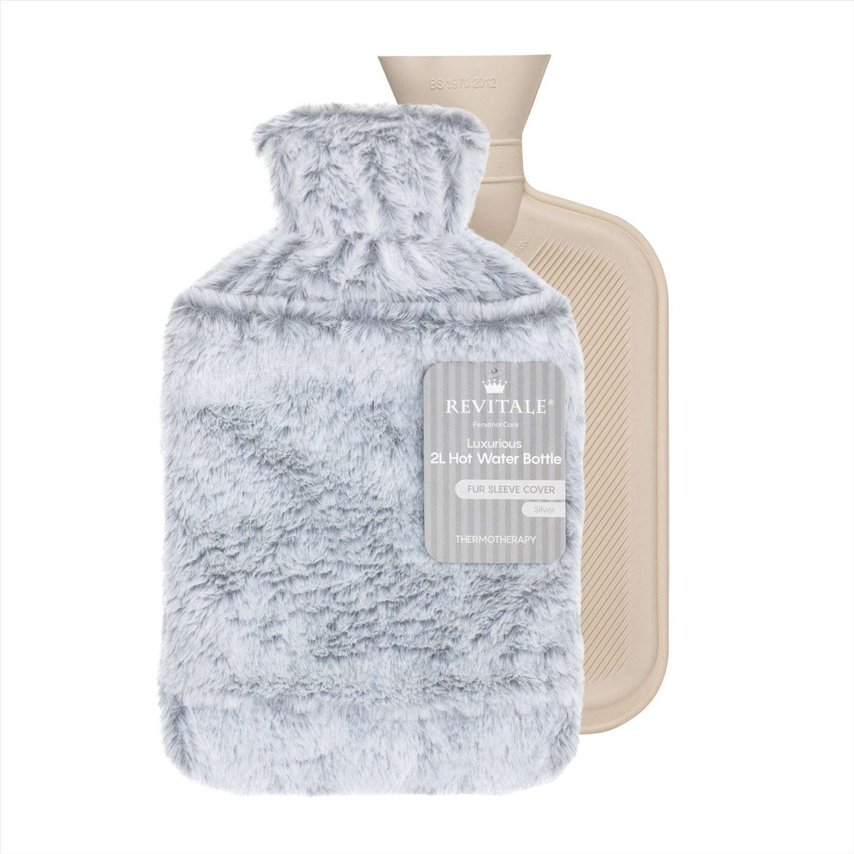 Revitale Luxury Hot Water Bottle with Silver Sleeve Cover (2L)
