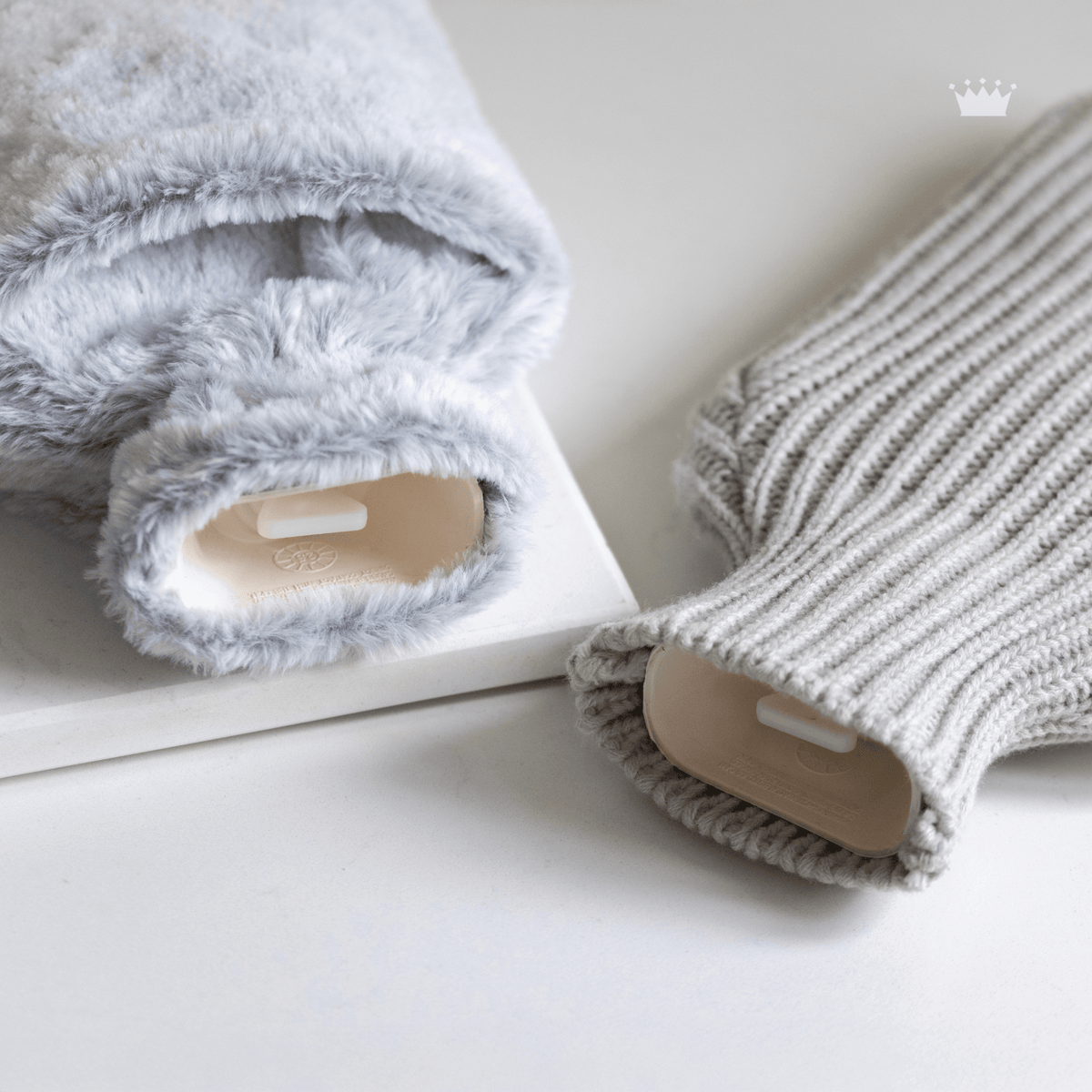 Revitale Natural Rubber Hot Water Bottle with Knit Cover - 2 Litre (Arctic Silver)