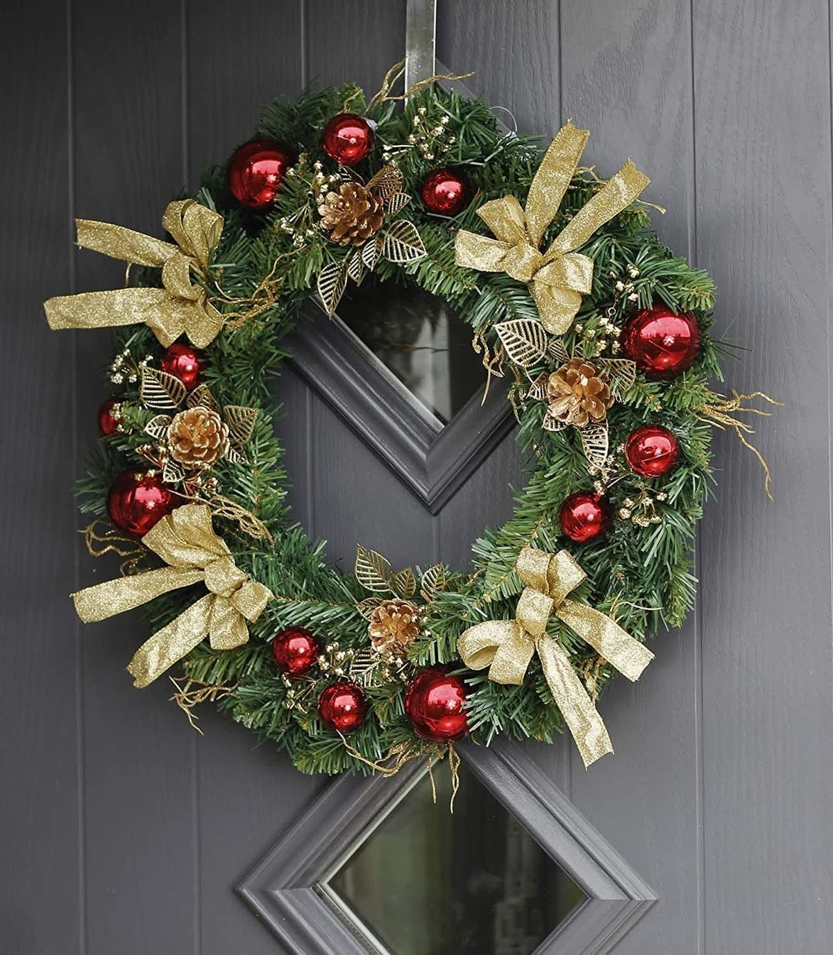 Christmas Wreath with Red & Gold Decorations 50cm