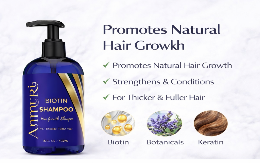 Ammuri Biotin Shampoo – DHT Blocker for Thicker, Fuller-Looking Hair | 473ml