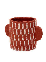 Red Vertical Stripe Pot