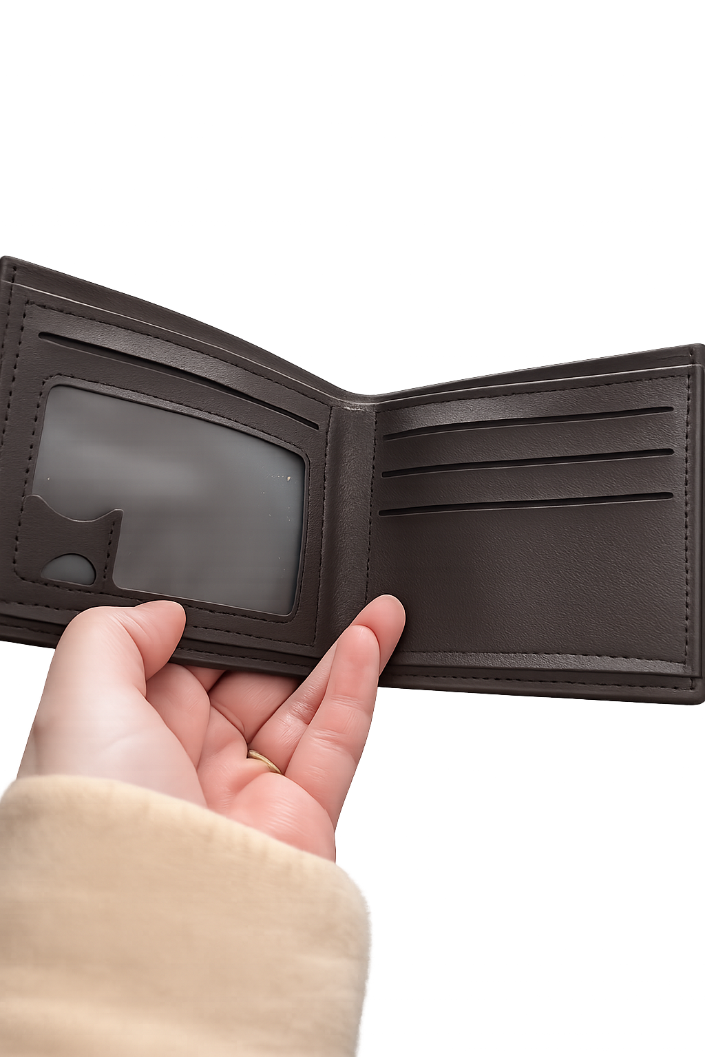 Men's Slim Bifold Wallet – Classic Leather Card Holder with ID Window