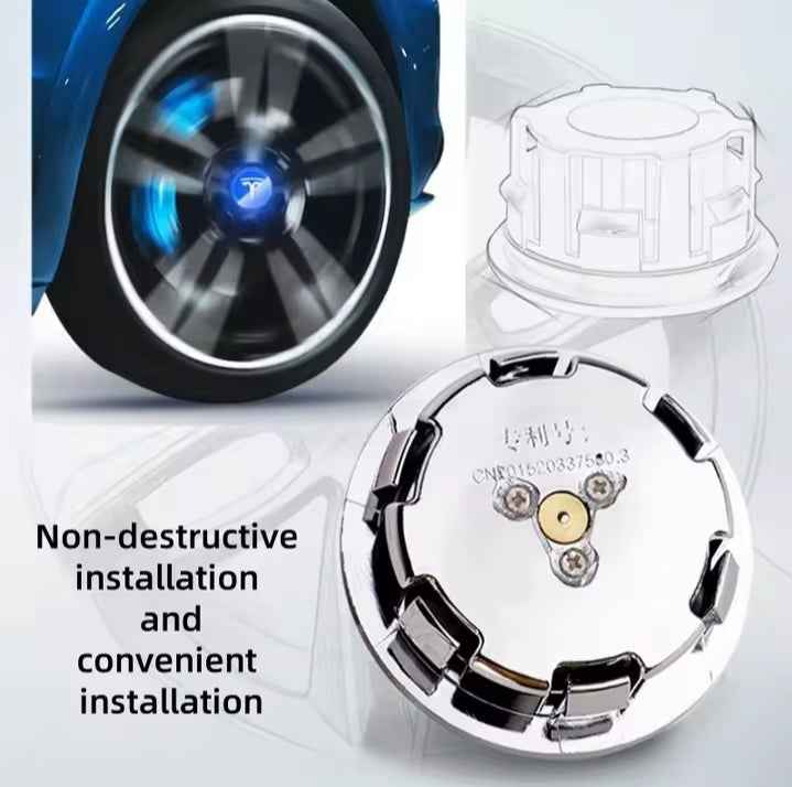 4pcs 56mm Hub Light For Tesla model Y X 3 S Car Wheel Caps Light Center Cover Lighting Cap Floating Illumination LED decorate