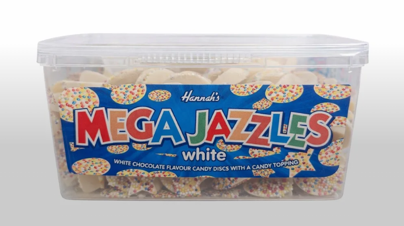 Mega Jazzies White – White Chocolate Candy Discs with Sprinkles