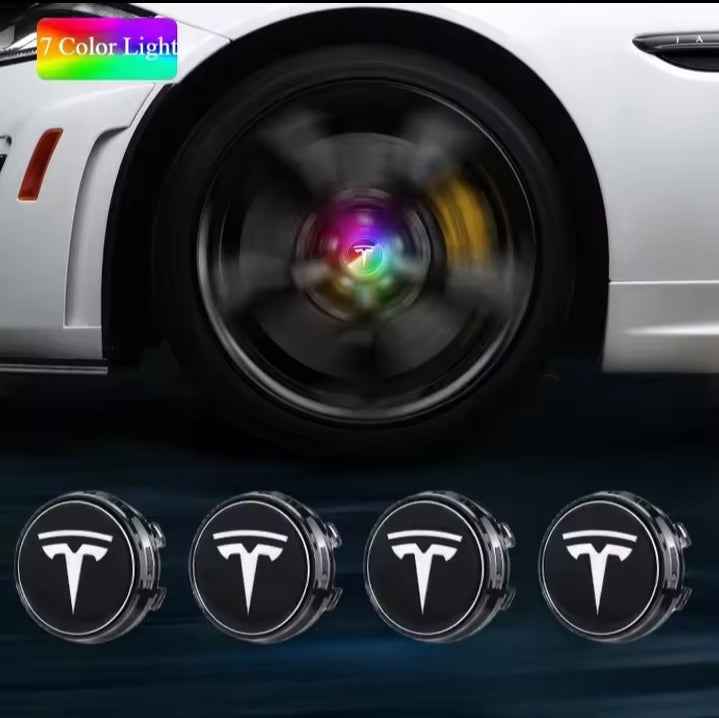4pcs 56mm Hub Light For Tesla model Y X 3 S Car Wheel Caps Light Center Cover Lighting Cap Floating Illumination LED decorate