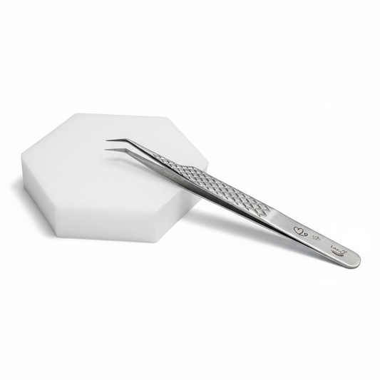 Angled Fibre Grip Volume Tweezers
