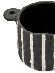 Black Vertical Stripe Pot