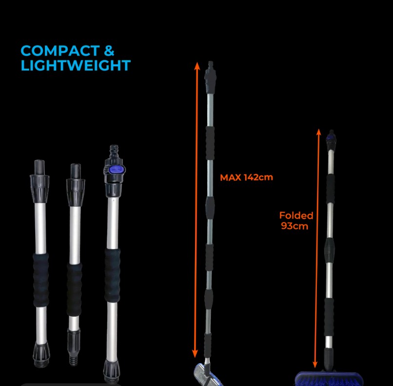 Simply Auto 3-in-1 Car Wash Brush Set | Telescopic Pole & Hose Connector T