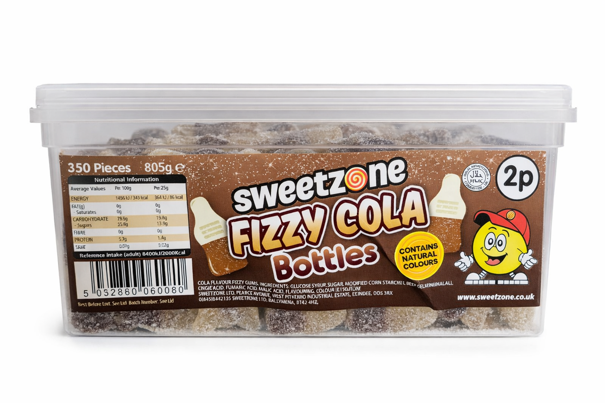 Sweetzone Fizzy Cola Bottles 350 Pieces 805g Bulk Tub x