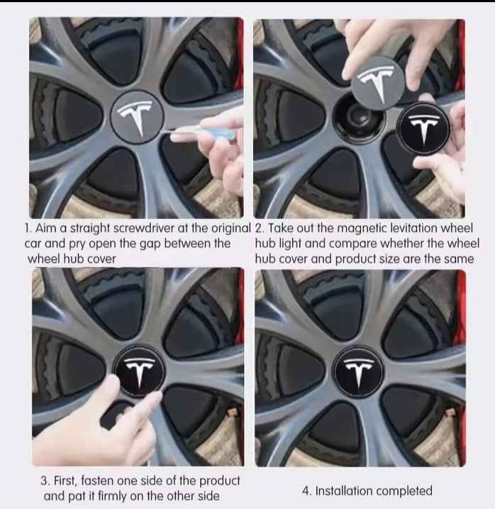 4pcs 56mm Hub Light For Tesla model Y X 3 S Car Wheel Caps Light Center Cover Lighting Cap Floating Illumination LED decorate