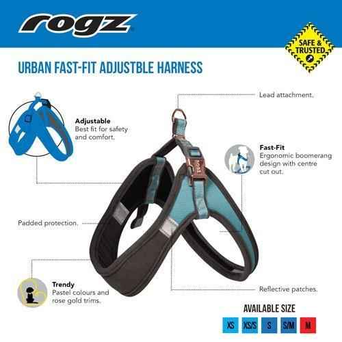 Rogz URBAN Adj Fast-Fit Harness Pink Blush
