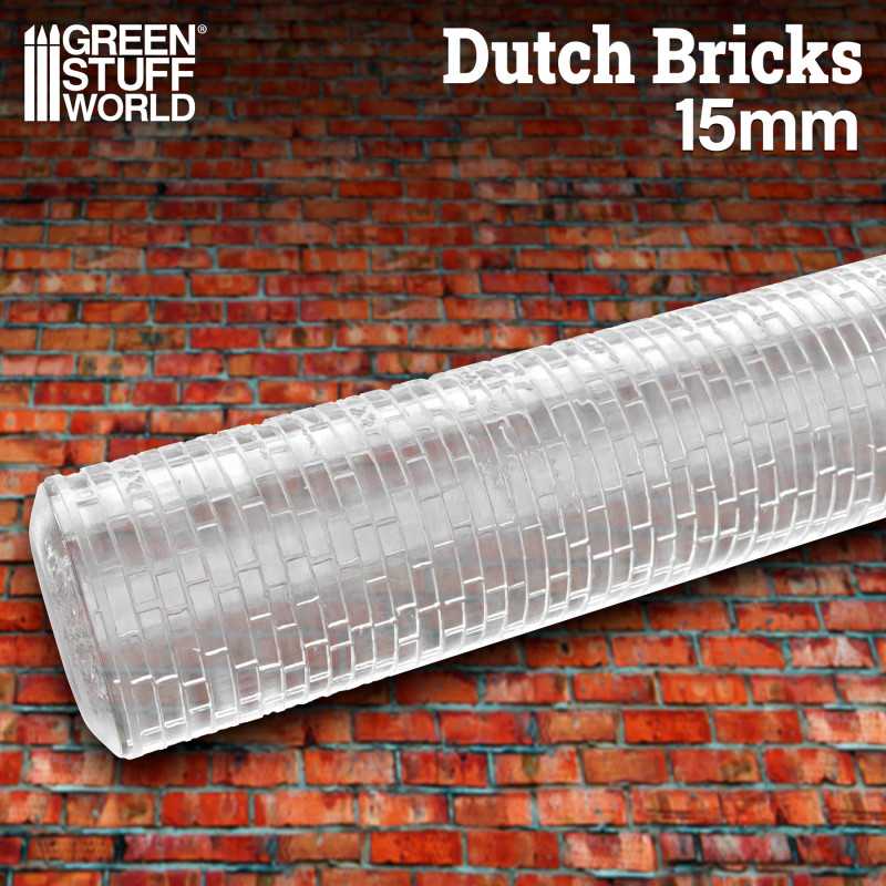 15mm Textured Rolling Pin - Dutch Bricks | Green Stuff World