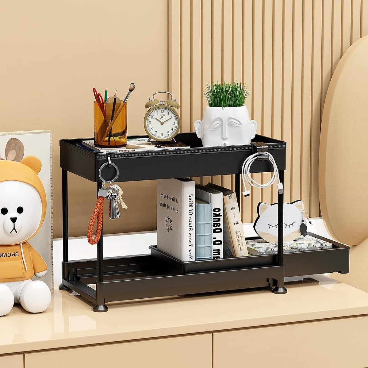 Under Cabinet Slide Out Storage Drawer 2 Tier Under Sink Organizer Kitchen Ronlap