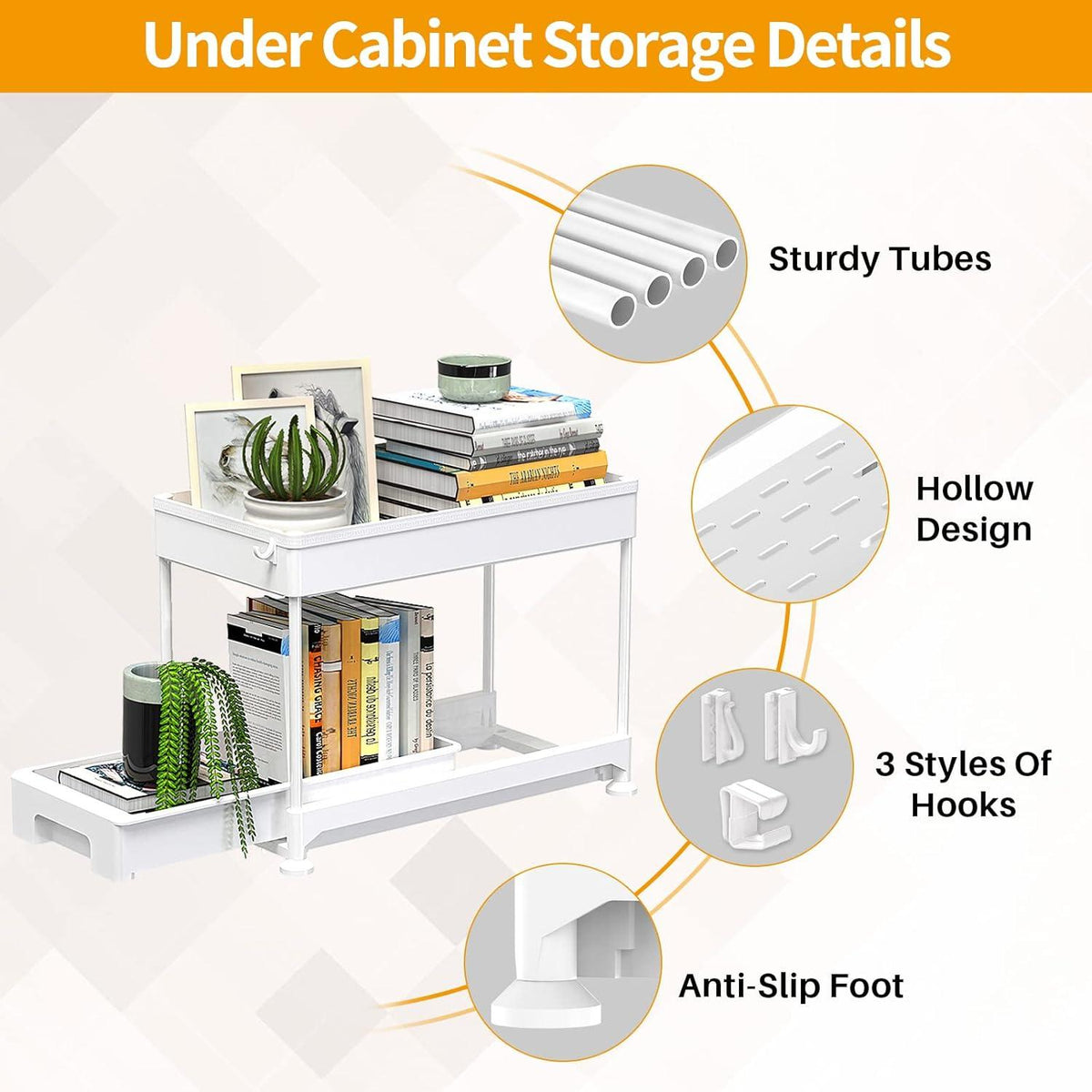 Under Cabinet Slide Out Storage Drawer 2 Tier Under Sink Organizer Kitchen Ronlap