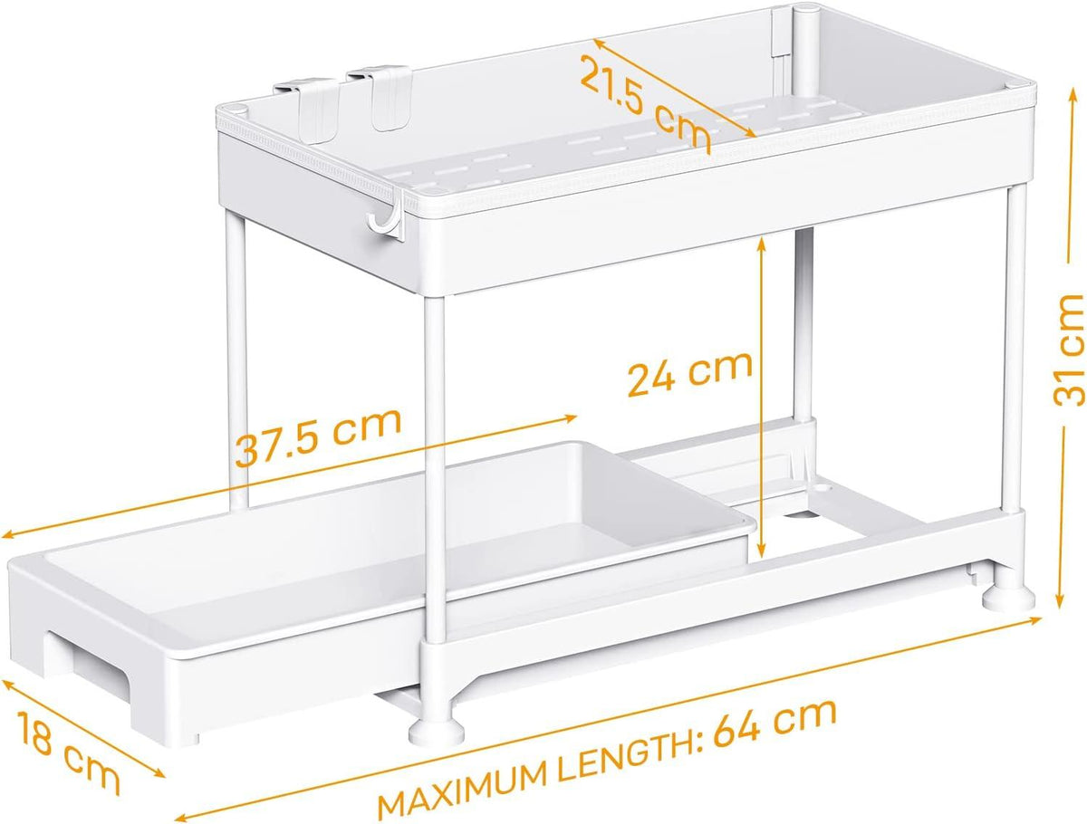 Under Cabinet Slide Out Storage Drawer 2 Tier Under Sink Organizer Kitchen Ronlap