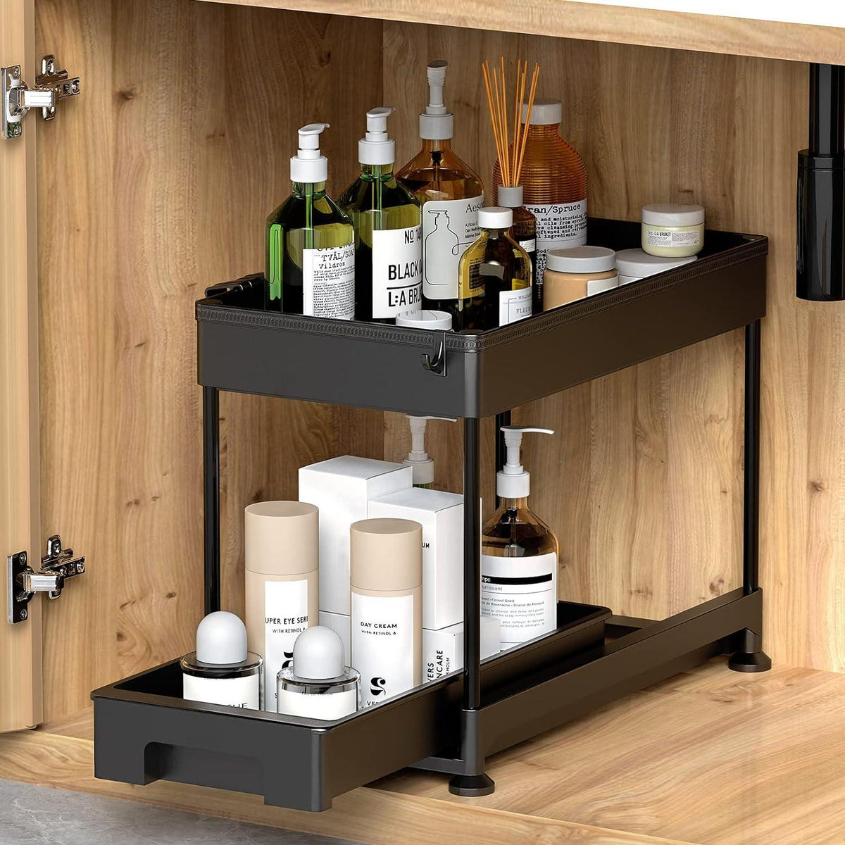Under Cabinet Slide Out Storage Drawer 2 Tier Under Sink Organizer Kitchen Ronlap