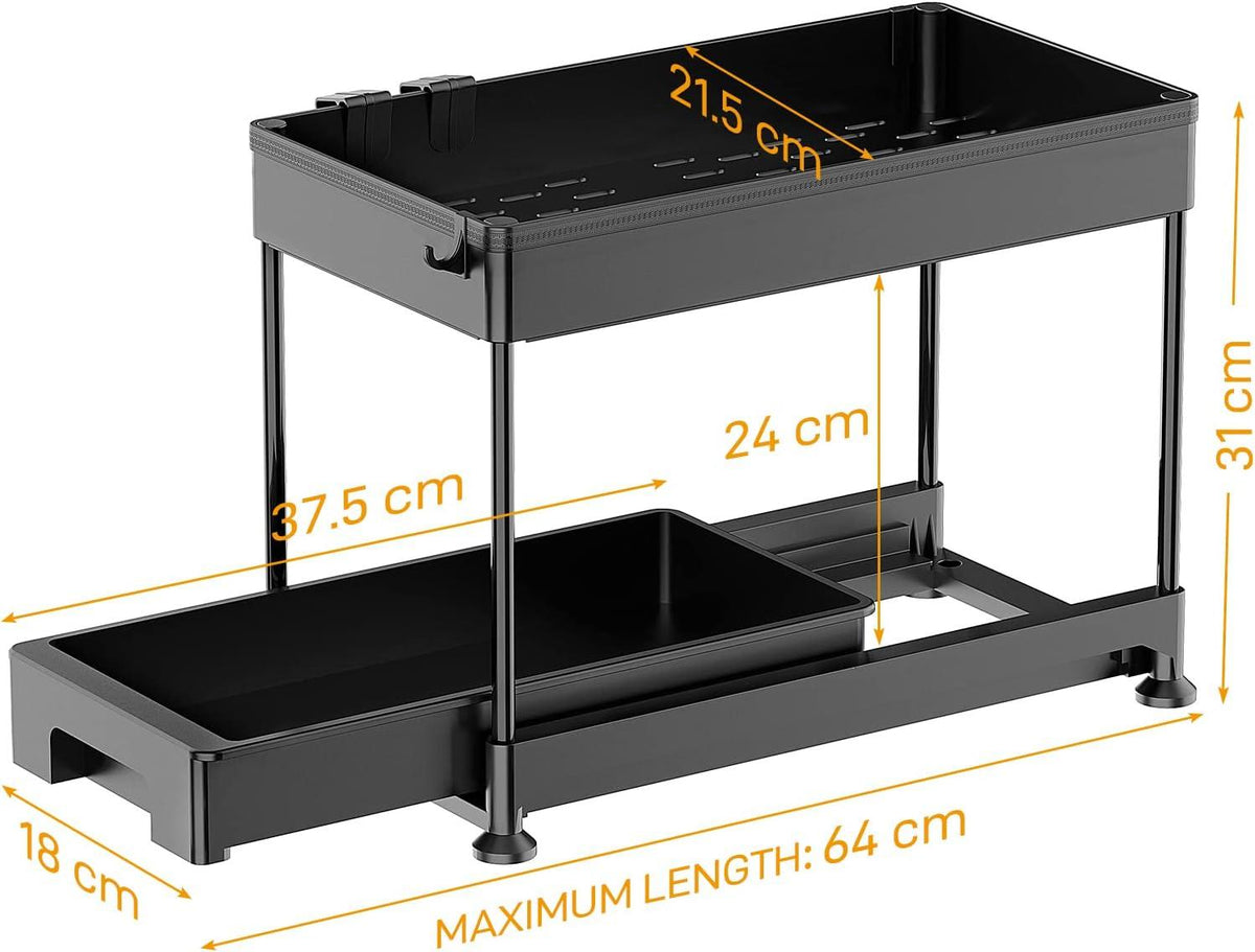 Under Cabinet Slide Out Storage Drawer 2 Tier Under Sink Organizer Kitchen Ronlap