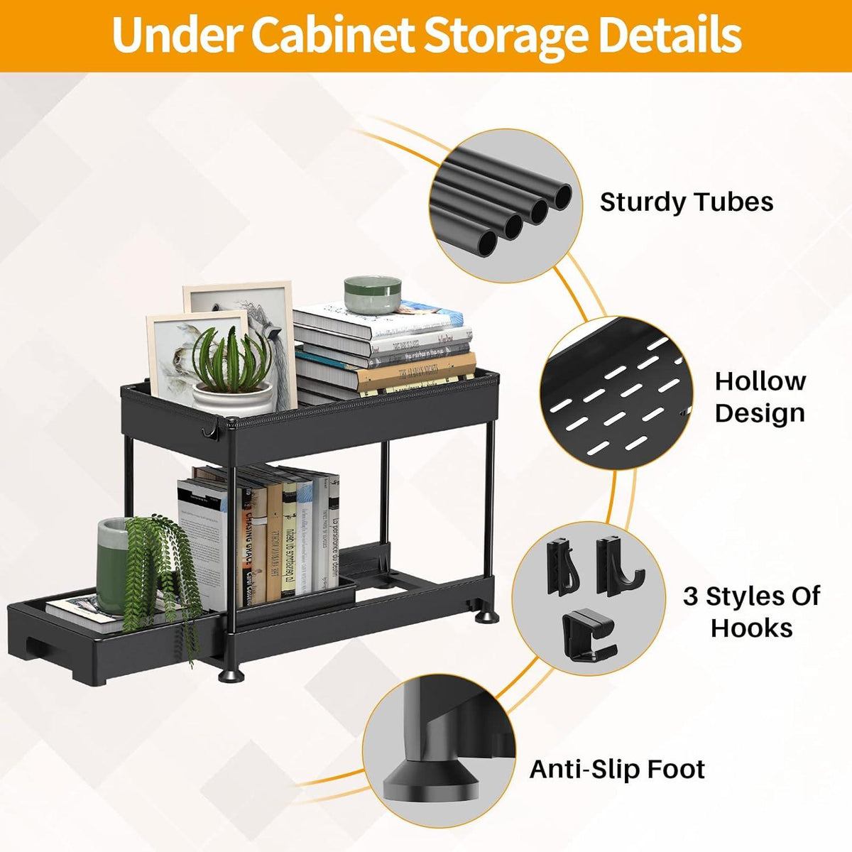 Under Cabinet Slide Out Storage Drawer 2 Tier Under Sink Organizer Kitchen Ronlap