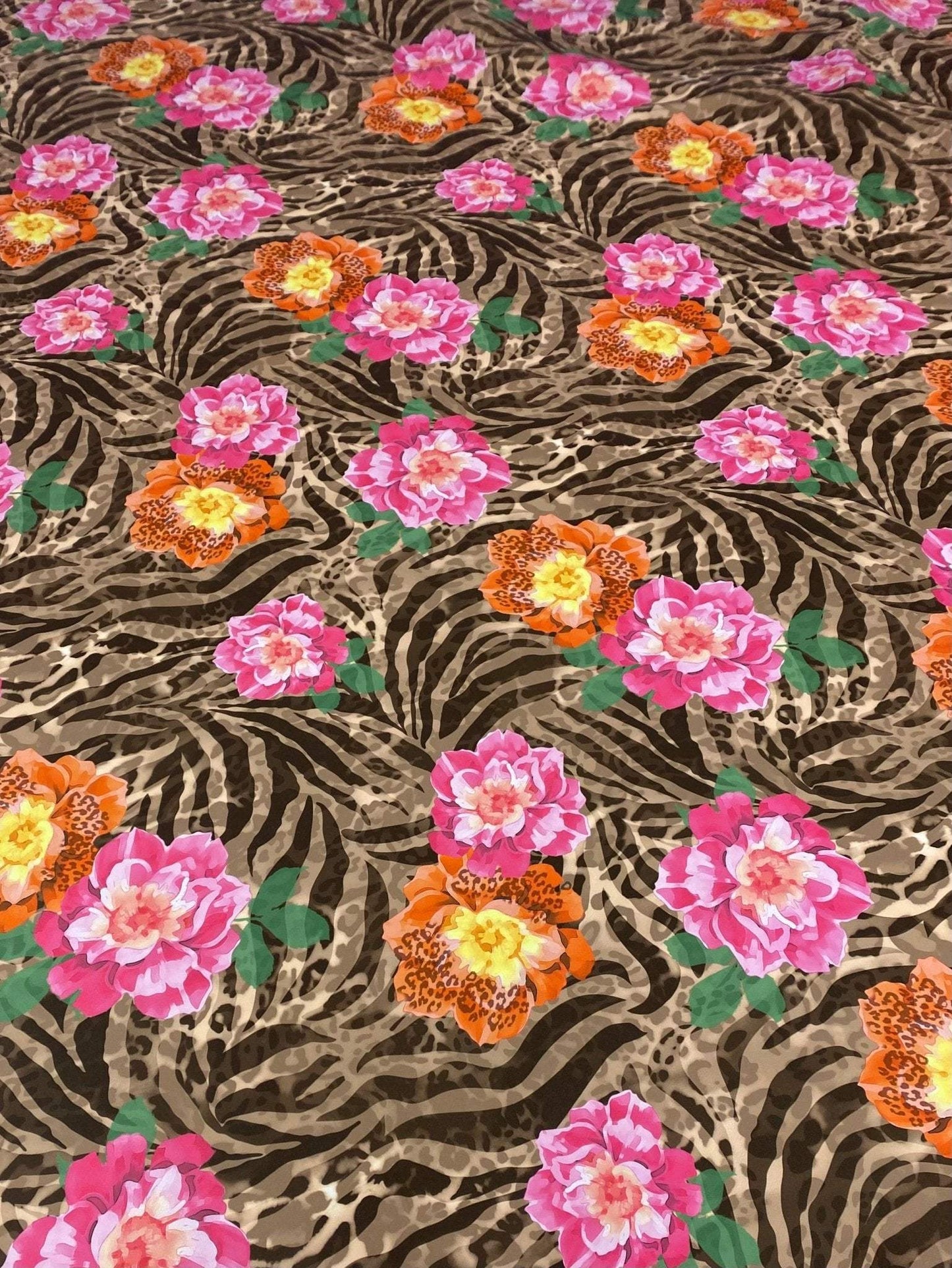 Rose Leopard Baroque Fabric by Metre