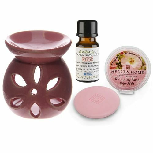 Rose Oil Burner Gift Set in Box