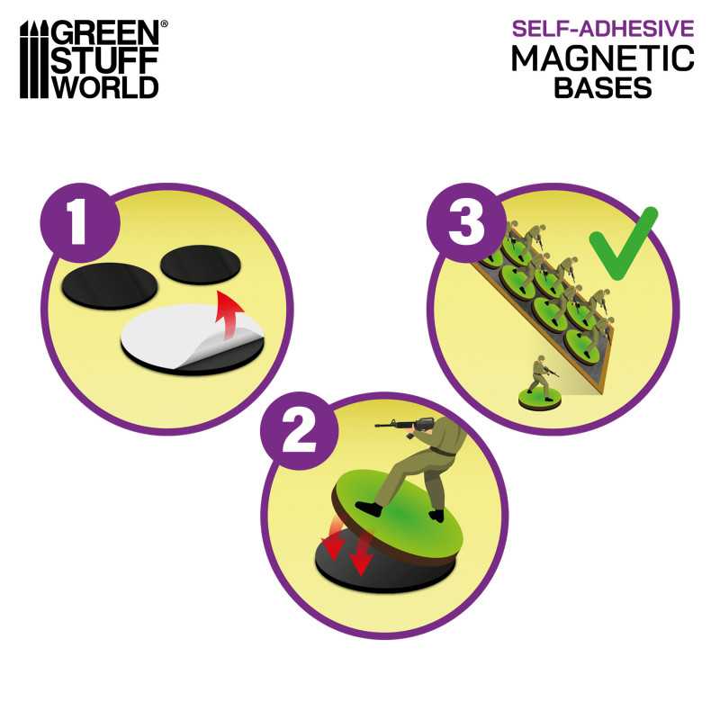 Self Adhesive Round Magnetic Bases Sheet | Green Stuff World